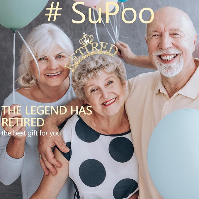 SuPoo Retirement Sash for Women Gold Retired Headband Tiara Retirement Gifts The Legend Has Retired Sash Crown Elegant Retirement Party Decorations Party Supplies