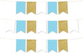 Andaz Press Hanging Pennant Banner with String, Baby Blue, White, Faux Gold Glitter, 1-Set, 24 Pennants, Approx. 12-Feet Long, Boy's 1st Birthday Baptism Communion Theme Colored Supplies