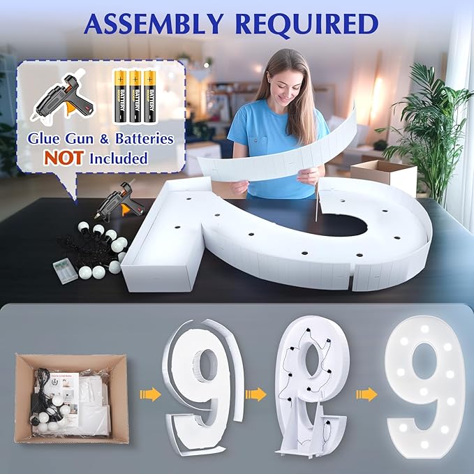 Marquee Number 9th-Birthday Decorations: 4FT Large Light up Numbers 9 Big Sign for Boy Girl Ninth Birthday Sweet Nine Year Old Party Decor Anniversary Graduation Wedding Engagement Mosaic Balloon