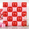 NISOCY 25PCS Red and Pearl Pink Square Foil Balloons Wall Backdrop Double Sided Red Pink Balloon Arch Kit for Birthday Bachelorette Anniversary Engagement Valentine's Day Strawberry Party Decoration