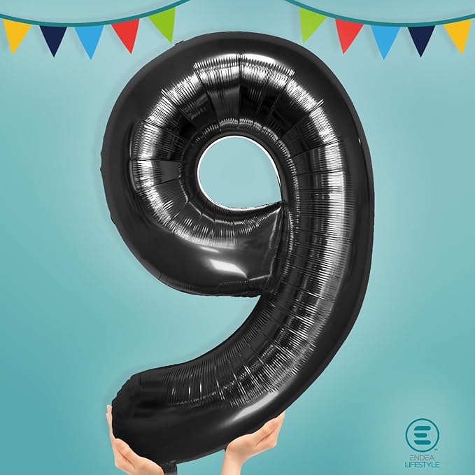 40 Inch Large Black Number Celebration and Decoration Balloon for Birthday Parties, Graduations, Anniversaries, Weddings, Photo Shoots, Special Events - Helium Foil Mylar (Black Number 9)