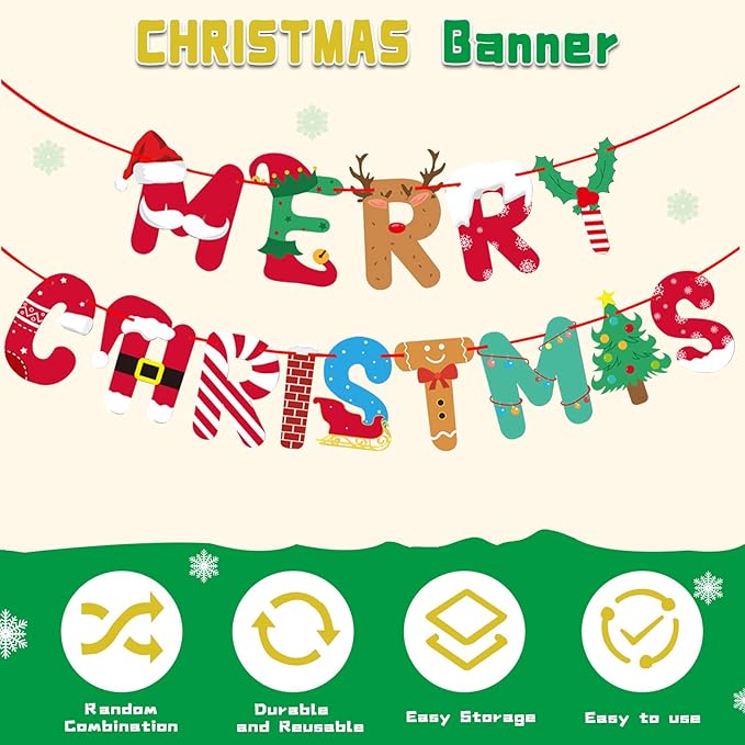 43pcs Christmas Party Decorations Merry Christmas Banner elk Ballons Snowman Santa Cake Topper for Xmas Decorations Indoor Home Decor