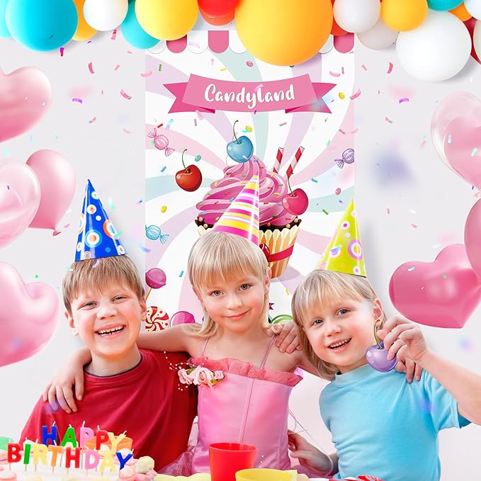 Pin The Cherry on The Cupcake Game for Kids Birthday Pin Game Girls Birthday Party Games Candy Land Party Decorations, Large Candyland Game Poster with 36 Cherry Stickers Candyland Party Favors