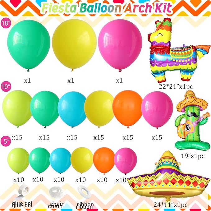 Mexican Fiesta Balloon Arch Kit,Cinco De Mayo Fiesta Party Decorations,Giant Llama Cactus Foil Balloons Rainbow Balloon Arch Kit for Mexican Carnival Birthday Party Decoration Tropical Decor