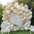 Sand White Pearl Balloon Arch Double Stuffed Pastel Cream Beige Nude White Latex Balloon Garland Kit for Neutral Bridal Wedding Engagement Baptism Birthday Valentines Party Decoration