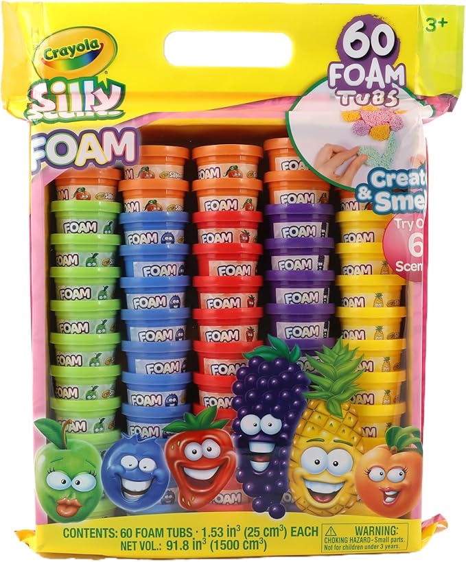 Crayola Silly Scents Foam Tubs - 60 x 1oz Play Foam for Kids, Fidget Toys & Easter - NonToxic, Scented, & Colorful Kids Toys - Perfect for Arts & Crafts, Goody Bags, Party Favors, Play