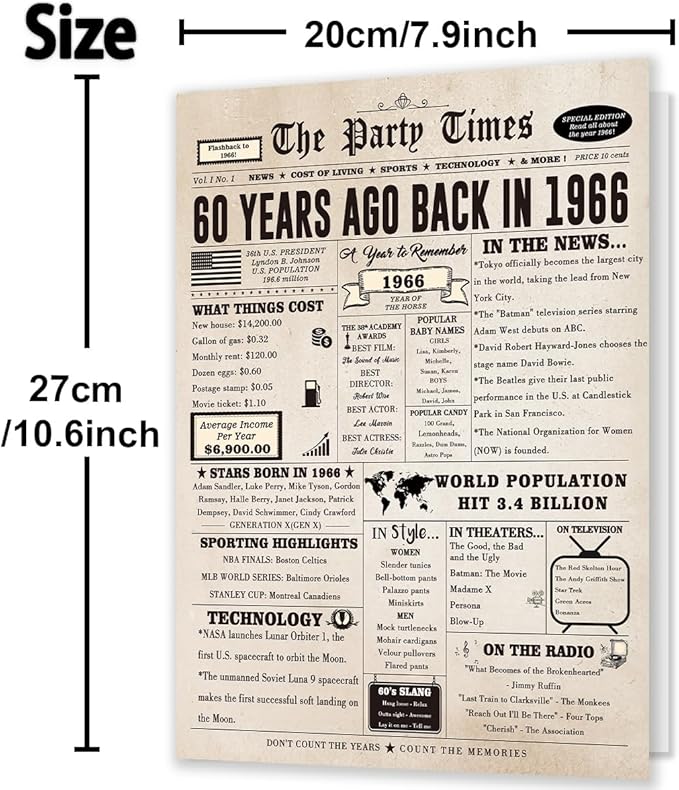 Huameigf Giant 60th Birthday Card Gift for Women Men, Hilarious 60 Years Old Birthday Gift for Husband Wife, Large 60 Bday Party Decorations for Friends Family, Big 60 Birthday Card for Mom Dad