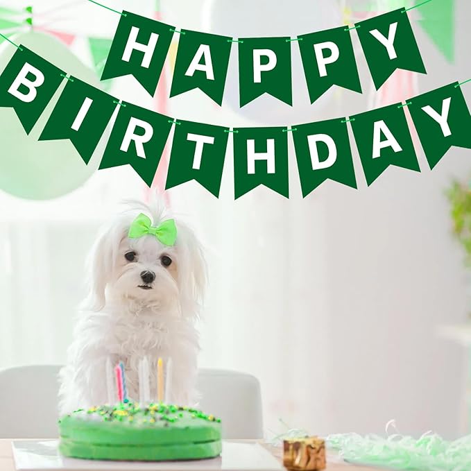 Dark Green Happy Birthday Banner Sign Birthday Bunting Banner Garland for Kids Girl Woman Tea Party Decorations Bunting Flag Party Supplies