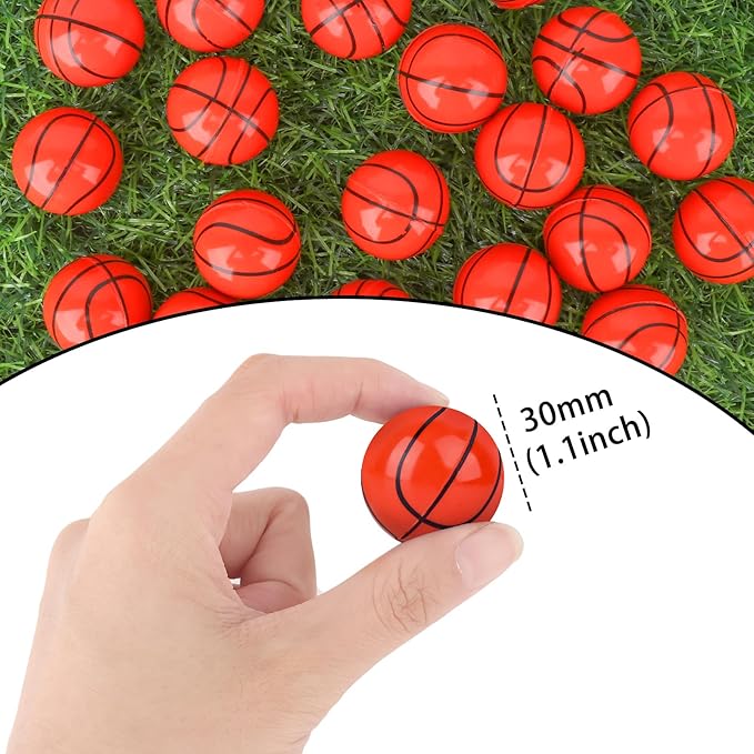 24 Pcs Basketball Bouncy Balls for Kids, 32mm Rubber Bounce Sport Balls Bulk for Party Favors, Goodie Bag Fillers, Easter Gift Bag Stuffers, Basket Stuffers, Classroom Prizes, Carnival Party Supplies