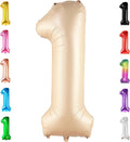 KatchOn, Giant 1 Balloon Number - 40 Inch Beige | Number One Balloon for 1st Birthday Decorations | First Birthday Decor for Boy or Girl | Helium Foil Balloons for 1st Anniversary Decorations