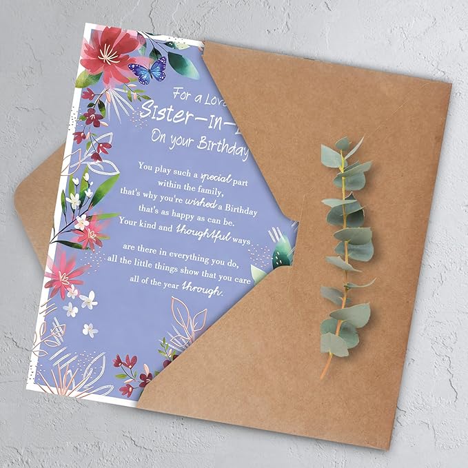 Sister In Law Birthday Card, Happy Birthday Cards Gift for Sister-In-Law