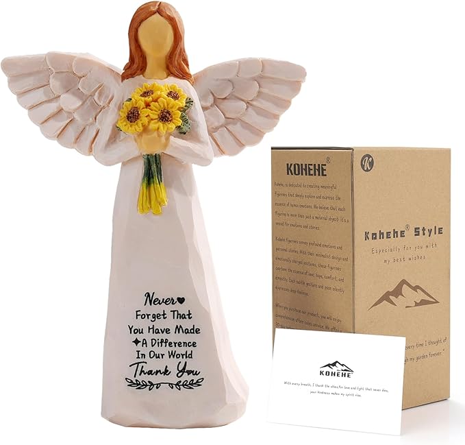 Thank You Gifts for Women,5.5'' Handmade Angel Figurine Sunflower Gifts for Women,Employee Appreciation Gift,Appreciation Gift for Teacher Coworkers Boss Lady