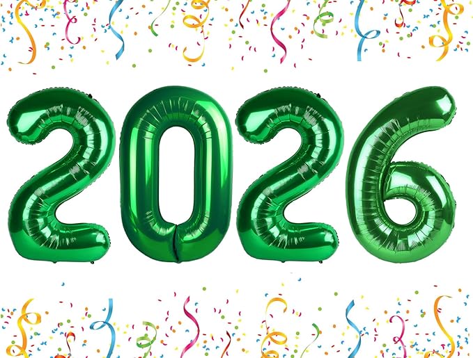 Number 2026 Balloons, 40 Inch Number Balloons, Dark Green New Years Decorations, 2026 Balloon for Graduation Happy New Year and 2 6 20 26 Birthday Parties