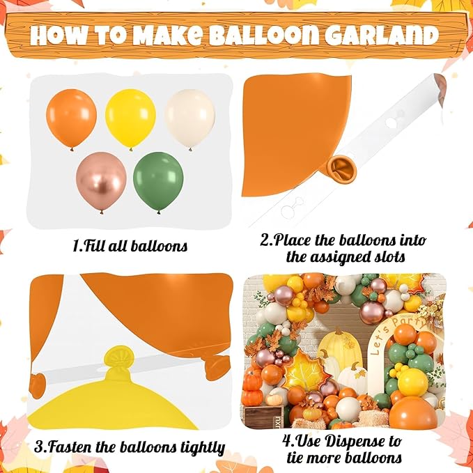 Fall Balloon Arch Kit, Burnt Orange Mustard Yellow Metallic Rose Gold Ivory White Nude Autumn Balloons with Maple Leaves Foil Balloons for Fall Baby Shower Decorations Thanksgiving Party Birthday