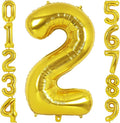 Gold Number 2 Balloon 40 Inch, Big Large Foil Helium Number Balloons, Jumbo Giant Mylar Number 2 Balloons for 2 Year Old Birthday Party Decorations Supplies Anniversary