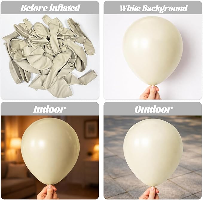 White Sand Balloons, 66pack 12inch Sand White Latex Party Balloons for Wedding, Bridal, Baby Shower, Birthday, Graduation, Anniversary, Bachelorette, Engagement Party Decorations