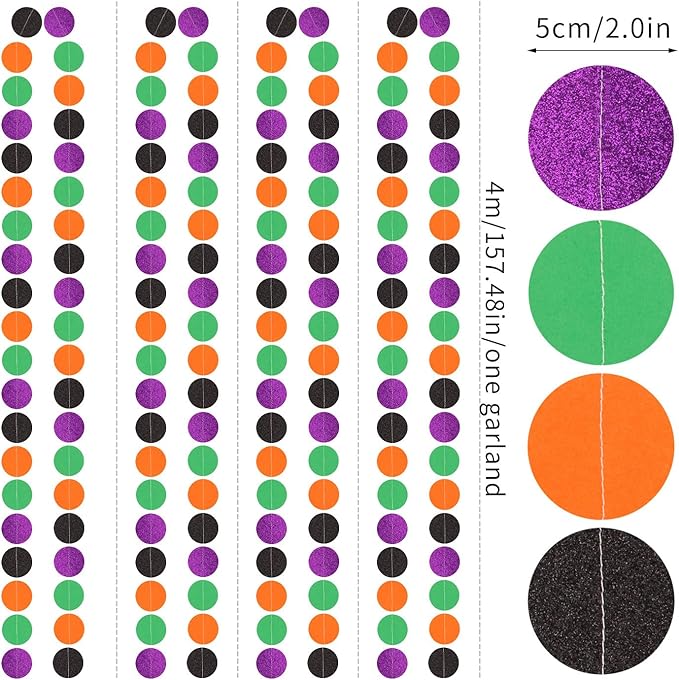 Black-Purple Orange-Green Halloween Party-Decorations Supplies - 52Ft Indoor Streamers Banner,Spooky Birthday Hanging Garland,Outdoor Horror Themed Wedding Baby Shower Wall Backdrop Decor Burgleda