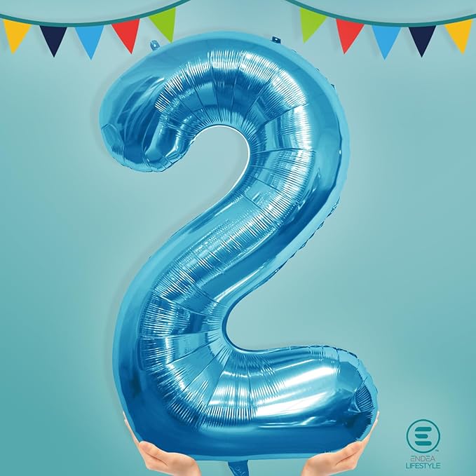 40 Inch Large Blue Number Celebration and Decoration Balloon for Birthday Parties, Graduations, Anniversaries, Weddings, Photo Shoots, Special Events - Helium Foil Mylar (Blue Number 2)