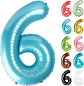 Pearlescent Blue Number 6 Balloon 40 Inch, 6 Balloon Number, 6th Birthday Decorations, Pearlescent Blue Party Supplies for Boys Girls