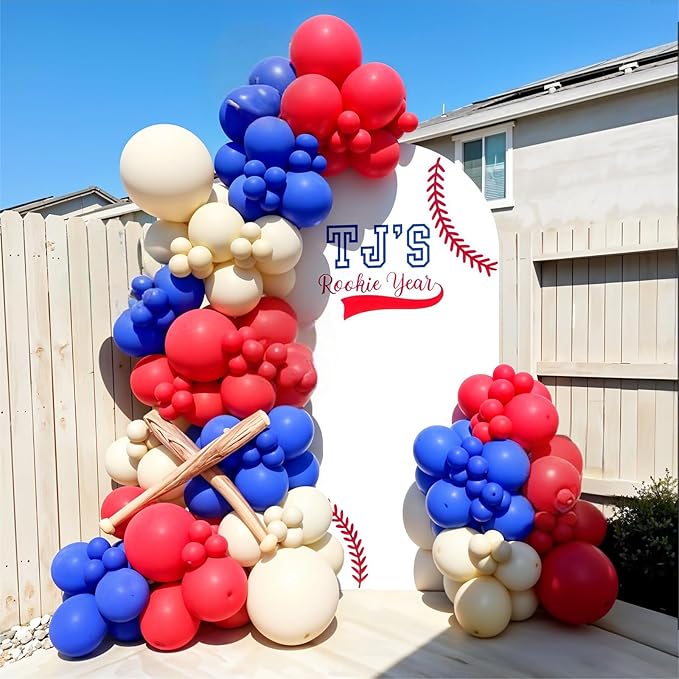 Red White and Blue Balloons, Baseball Balloon Red Royal Dusty Blue White Latex Party Helium Balloons for Birthday Baby Shower Graduation Wedding 4th of July Independence Day Patriotic Party Decoration