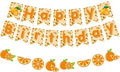 Zwiebeco Orange Happy Birthday Party Decorations Sign Banner Bunting Garland Hanging Paper Kit for Girl Women Kid Adult Summer Fruit Themed Accessories Supplies