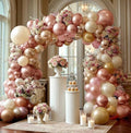 Rose Gold Balloon Garland 112pcs Double Stuffed Pearl Pink Balloons Different Sizes of 18 12 5 Inch Metallic Gold Champagne Balloon Arch Kit for Birthday Baby Shower Bridal Wedding Party Decor