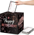 Funrous 51 Pcs Retirement Card Box Advice & Well Wishes Cards for Women Men Happy Retirement Party Decorations Going Away Party Favors(Rose Gold and Black)