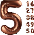 40 Inch Dark Brown Balloon Number 5 Balloon Chocolate Jumbo Mylar Foil Helium Balloon for 15 25 35 50 Big Giant Jumbo Huge Foil Mylar Balloons 55th 65th Birthday Balloons Men Women Party Decorations