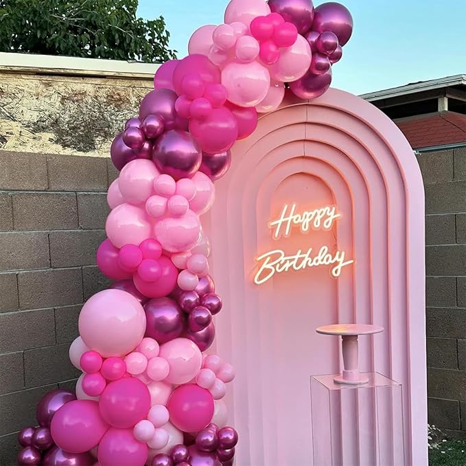 Patimate Pink Balloons Set, 50 pcs 12 inch Metallic Pastel Hot Pink Latex Balloons Kit for Girls Women Birthday Baby Shower Bachelorette Wedding Bridal Shower Princess Party Decorations