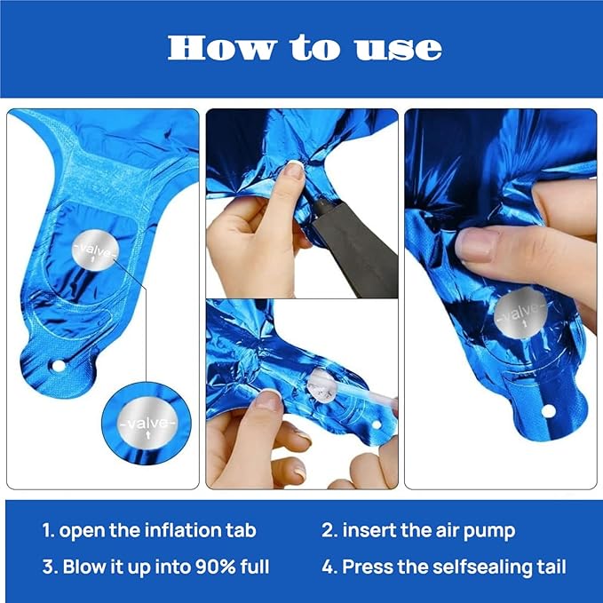 10PCS 40 Inch Large Foil Number Balloons 0-9 Set - Reusable Metallic Blue Birthday Wedding Decorations