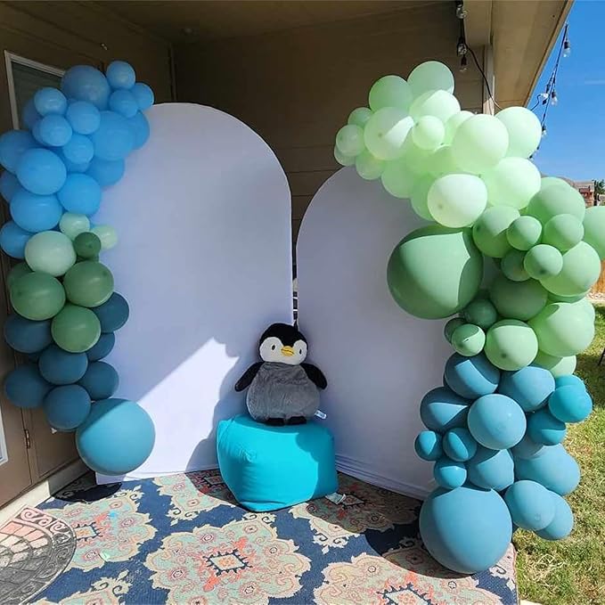 Dusty Slate Blue and Green Garland Balloon Arch Kit, 118pcs Baby Blue Green Party Balloons Balloons for Boys Baby Shower Jungle Woodland Ocean Beach Under The Sea One 1st Birthday Party Decorations