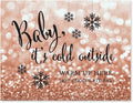 Andaz Press Wedding Party Signs, Glitzy Rose Gold Glitter, 8.5x11-inch, Baby It's Cold Outside, Warm Up Here, 1-Pack, Bokeh Colored Party Supplies, Hot Chocolate Bar Dessert Tale Sign