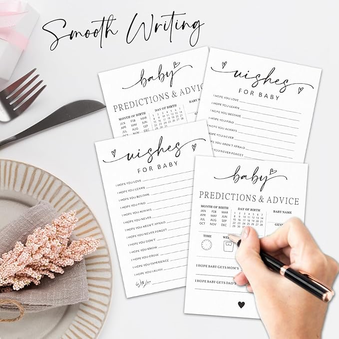 30 Pcs Baby Shower Game Cards - Predictions & Advice Wishes - Minimalism Baby Predictions Cards for Boys Girls, Babys Shower Decorations & Party Favor - A01