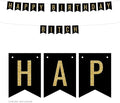 Andaz Press Faux Gold Glitter on Black Birthday Party Banner Decorations, Happy Birthday Bitch, Approx 5-Feet, 1-Set, Birthday Milestone Colored Hanging Pennant Decor