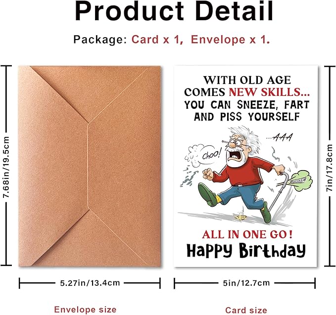 Funny Birthday Card for Grandpa Brother Husband Dad, Happy Birthday Card for Men Seniors, Funny Getting Older Birthday Card for Men, Old Age Bday Greeting Card