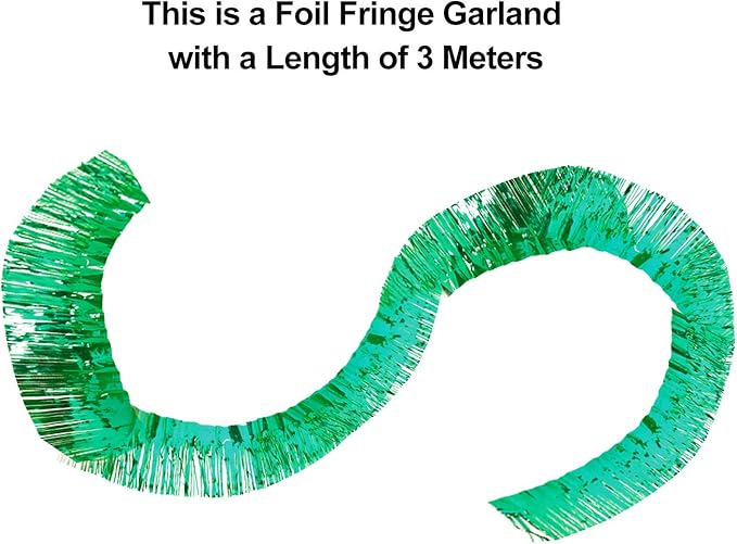 WILLBOND 4 Packs 40 Feet Fringe Garland Foil Fringe Garland Metallic Tinsel Foil St. Patrick's Day Hanging Banner for Wedding Birthday Parties Holiday Decorations Graduation