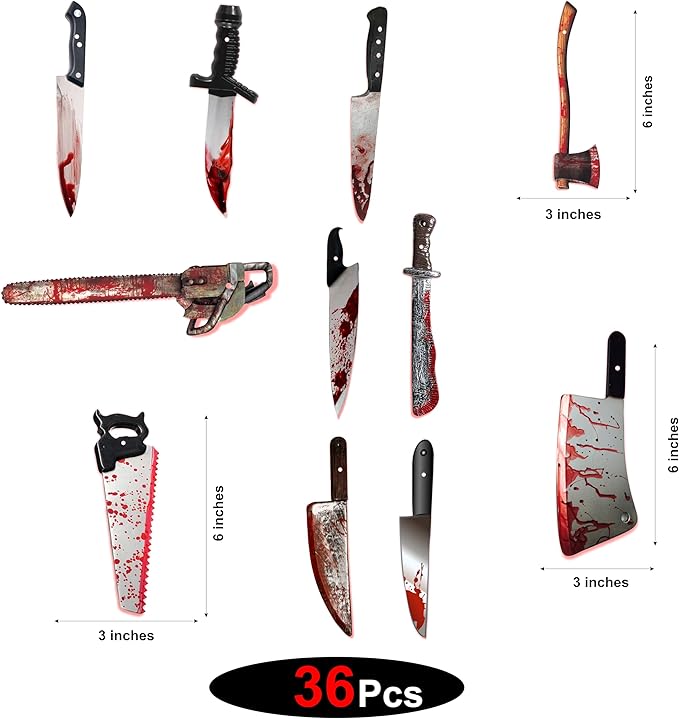 Halloween Blood Weapon Garland 36 Pcs Garland, Halloween Decorations Blood Body Parts for Scary Haunted House Party Supplies