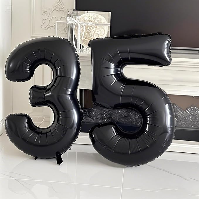40 Inch Black Number 35 Digital Balloon,Jumbo Mylar Foil Helium Balloon for 35 Balloons for Birthday Party,Wedding Anniversary Party Decorations