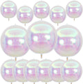 14 Pcs Iridescent Round Foil Balloons 22/15/10 Holographic 4D Ball Balloons Clear Balloon Ornament Mylar Balloon for Girls Mermaid Under The Sea Rainbow Birthday Wedding Disco Party Decoration