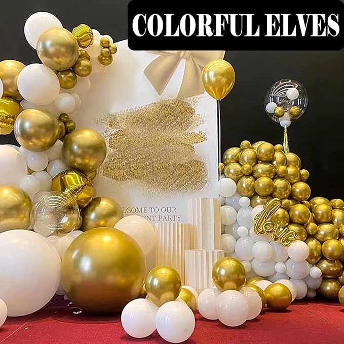 12 Inch 100 Pcs Latex Metallic Chrome Balloons Helium Shiny Thicken Balloons Party Decoration (Gold)