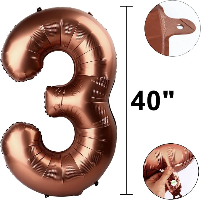 40 Inch Dark Brown Balloon Number 13,Chocolate Jumbo Mylar Foil Helium Balloon for 13th Digital Balloons for Birthday Party,Wedding Anniversary Party Decorations