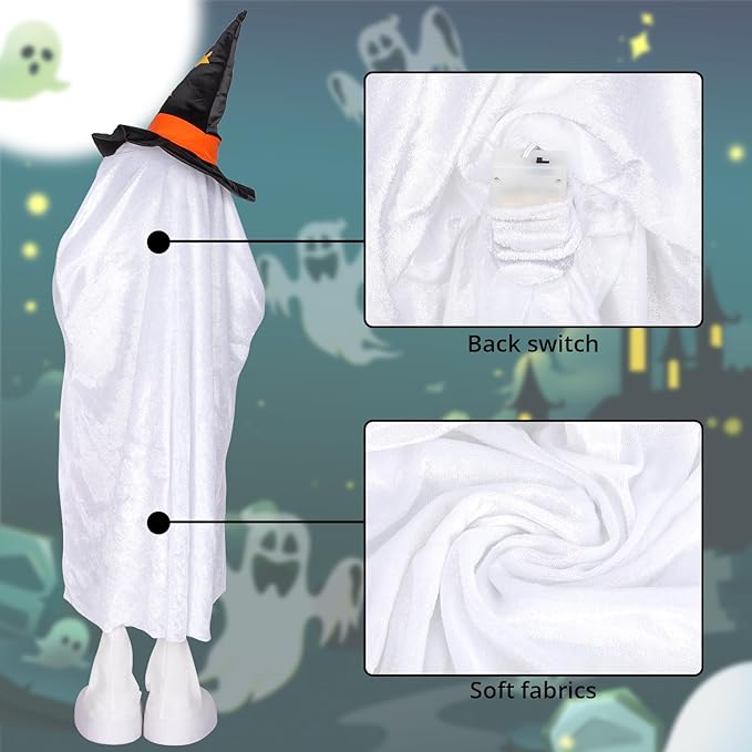 Halloween Decorations Outdoor Ghost Decor Light-Up Color-Changing Spooky Ghost Porch Decorations Trick or Treater with Candy Pocket Ghost Halloween Decor Indoor 1PACK 38" H