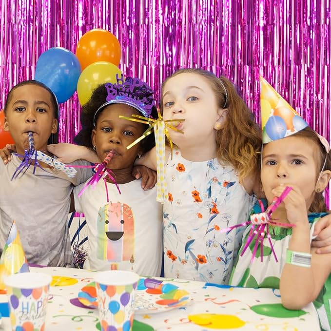 TONIFUL 3-Pack Door Streamers, Metallic Photo Booth Backdrop with Foil Fringe Curtain for Birthday, Bridal Shower, Bachelorette Party Decor (9.9ft x 6.6ft, Pink)