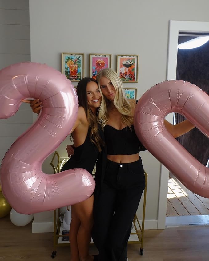 Pearlescent Pink Number Balloon 40 Inch, 0 Number Balloons, 10 20 30 40 50 Numbers Balloon Birthday Decorations, Party Supplies for Women