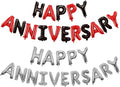 Anniversary Balloons Happy Anniversary Balloon Combination Happy Party Decoration Wedding Decoration (Black red and Silver)
