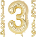 Light Gold Number 3 Balloon 40 Inch, Big Large Foil Helium White Gold Number Balloons, Giant Mylar Number 3 Balloons for 3 Year Old Birthday Party Decorations Supplies Anniversary