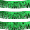 3 Pack Green Total 30 Feet Foil Fringe Garland Metallic Tinsel Banner Wall Hanging Drapes Parade Float Skirting Decorations for Trailer Mardi Gras Party Birthday Wedding Baby Shower (Green)
