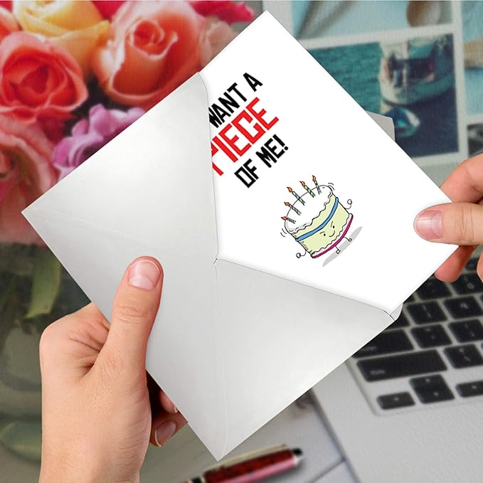 The Best Card Company - Birthday Puns Cake, Multicolored, 5x7 Envelope, 1 Card, 0.64 Ounces