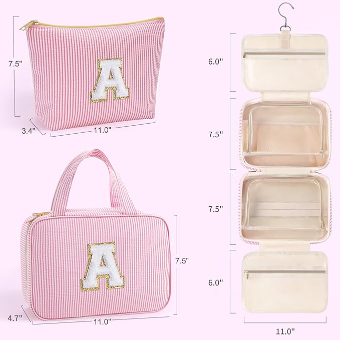 YOOLIFE Hanging Toiletry Bag for Women - Travel Toiletry Bag Makeup Bag, Portable Toiletries Travel Bag and Cosmetic Bag Essentials - Letter Z, Blue