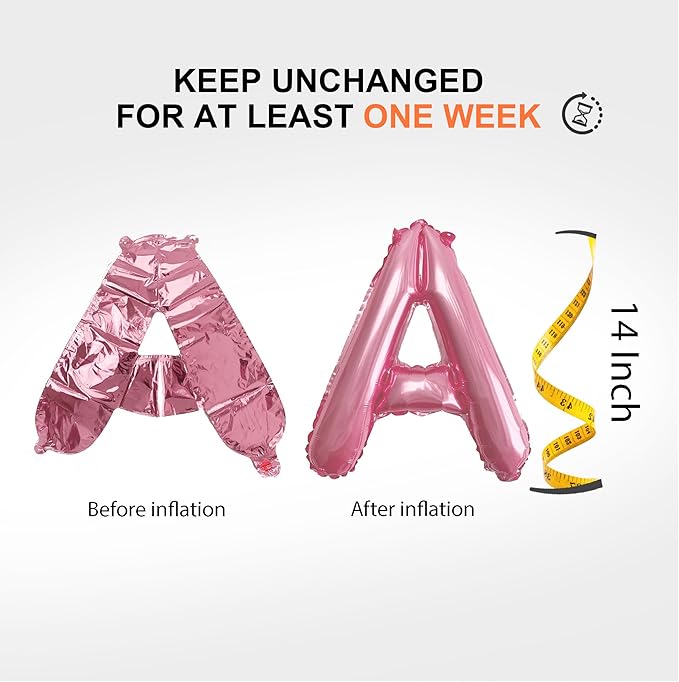 52 pcs Pink Foil Letter Balloons with Air Pump, 16 Inch 2 A-Z Sets - Mylar Alphabet Balloon Kit for Birthday Banner & Party Decorations
